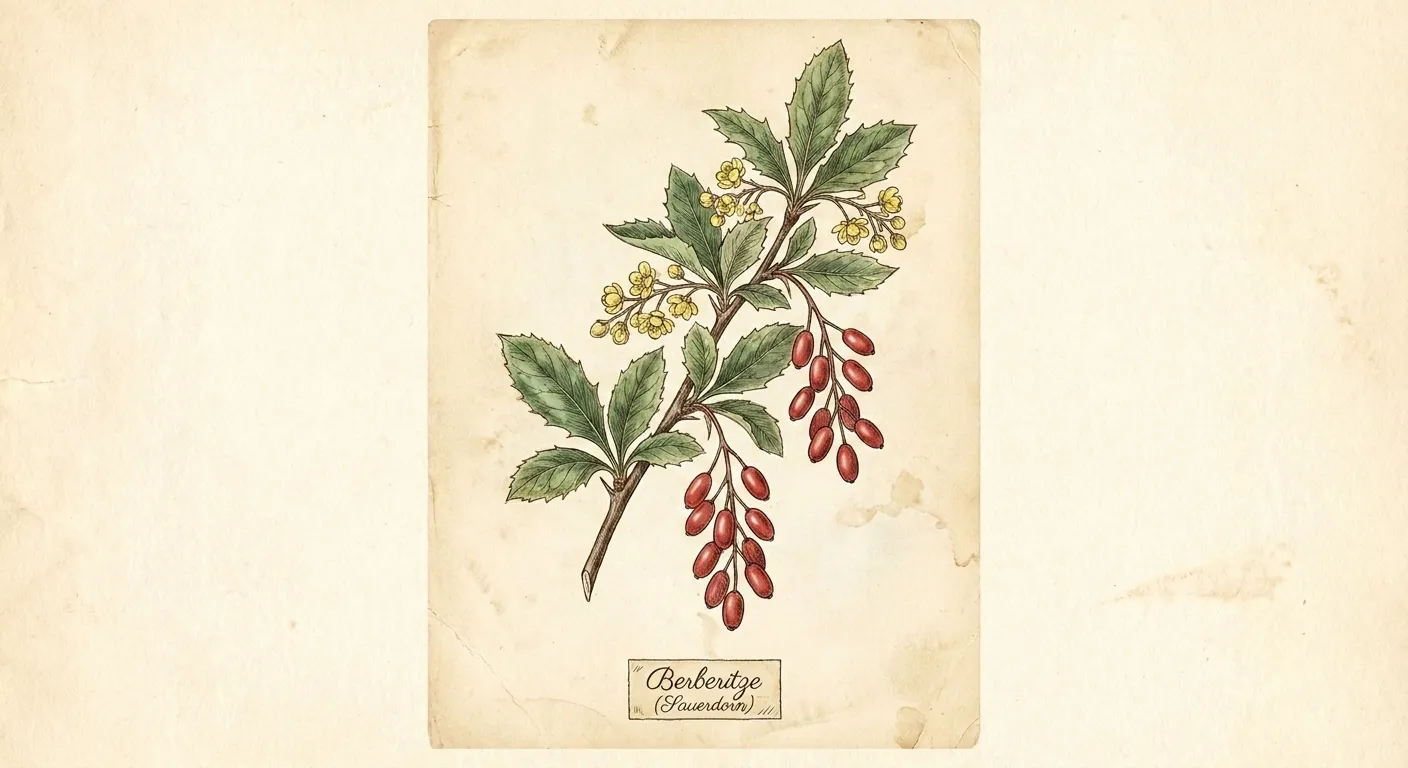 Botanische Illustration: Berberitze (Sauerdorn)