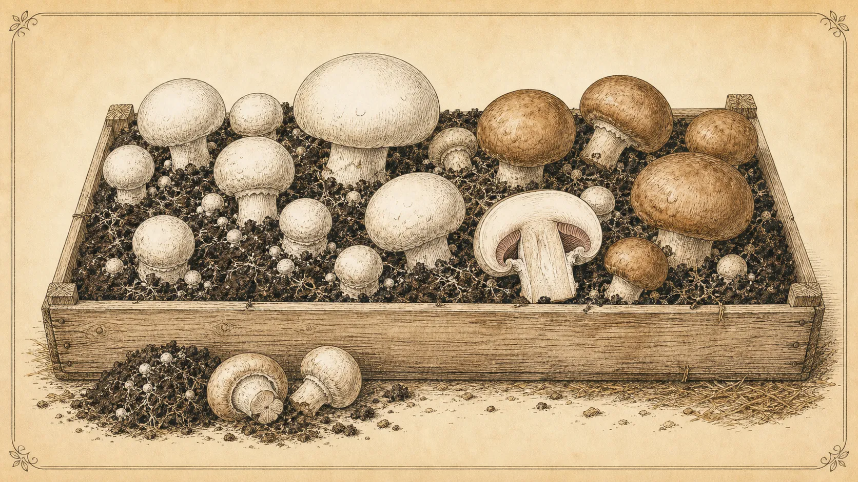 Botanische Illustration zu Champignon
