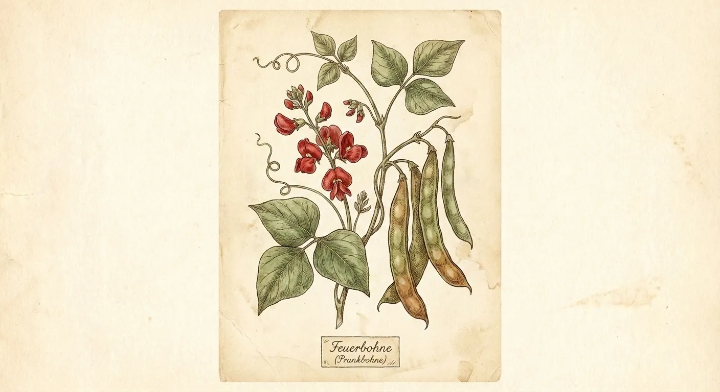 Botanische Illustration: Feuerbohne (Prunkbohne)