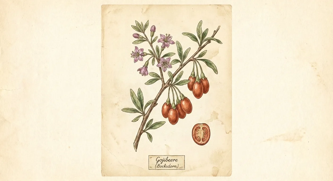 Botanische Illustration: Gojibeere (Bocksdorn)
