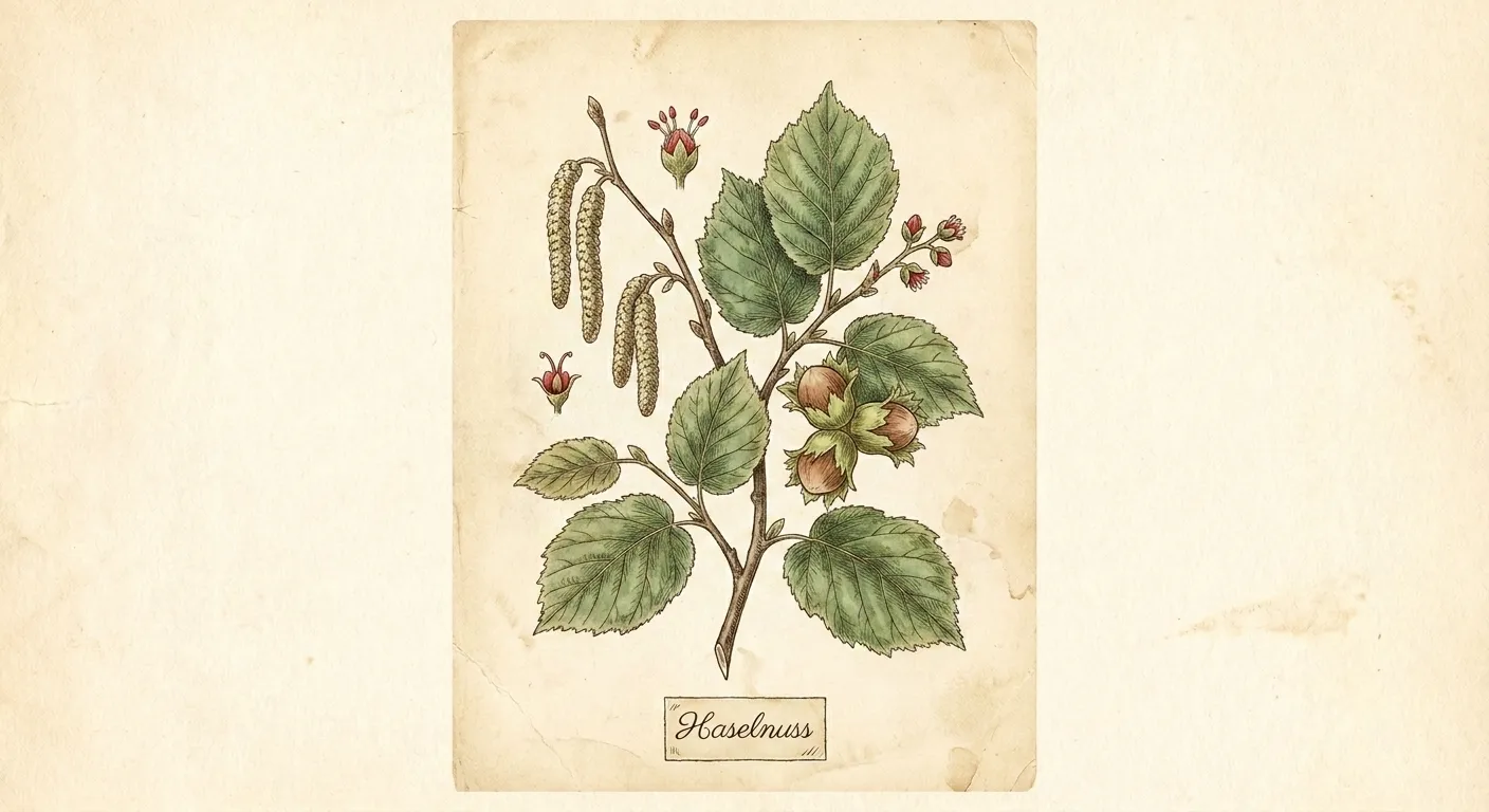 Botanische Illustration: Haselnuss