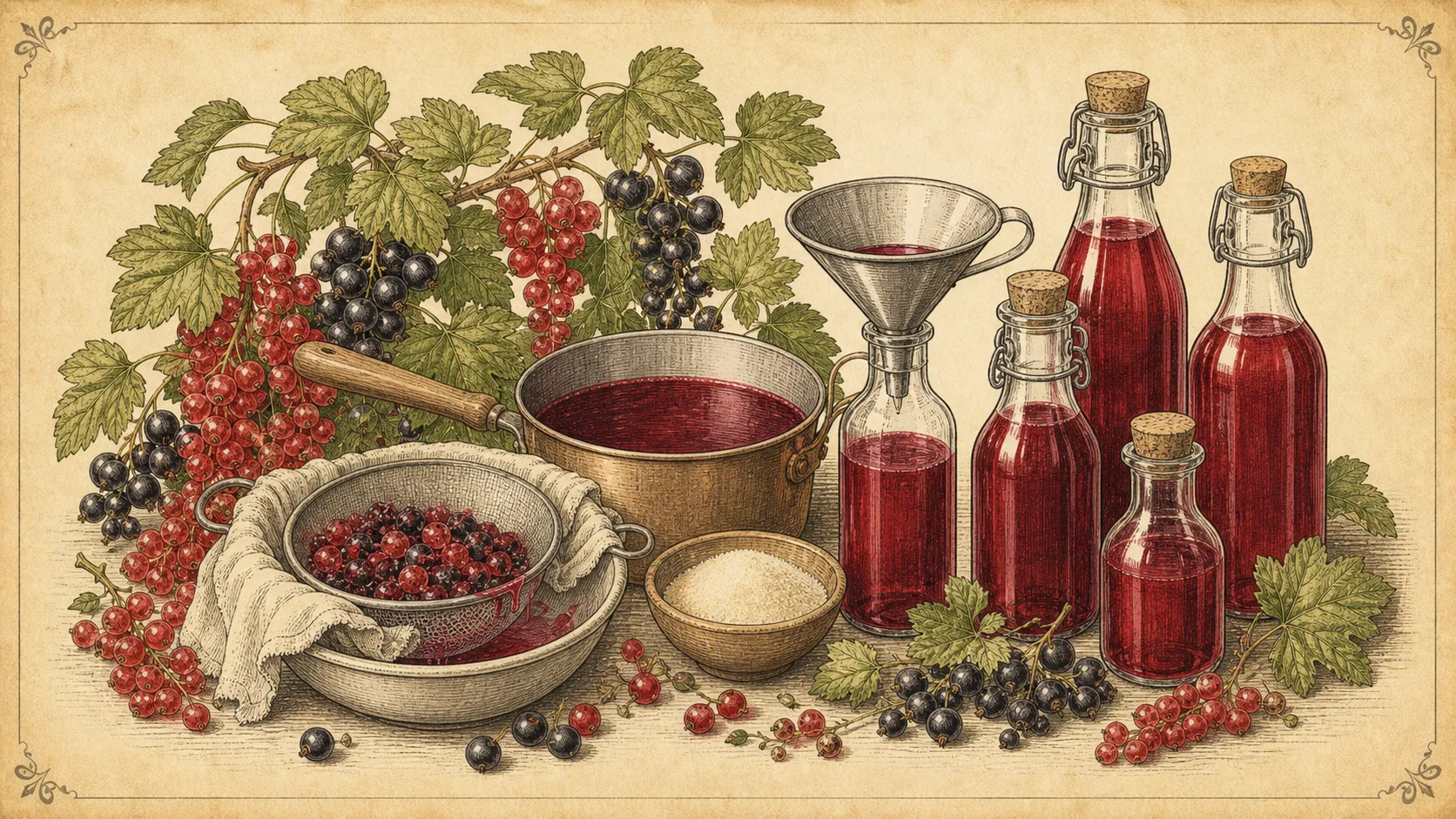 Botanische Illustration zu Johannisbeer-Sirup