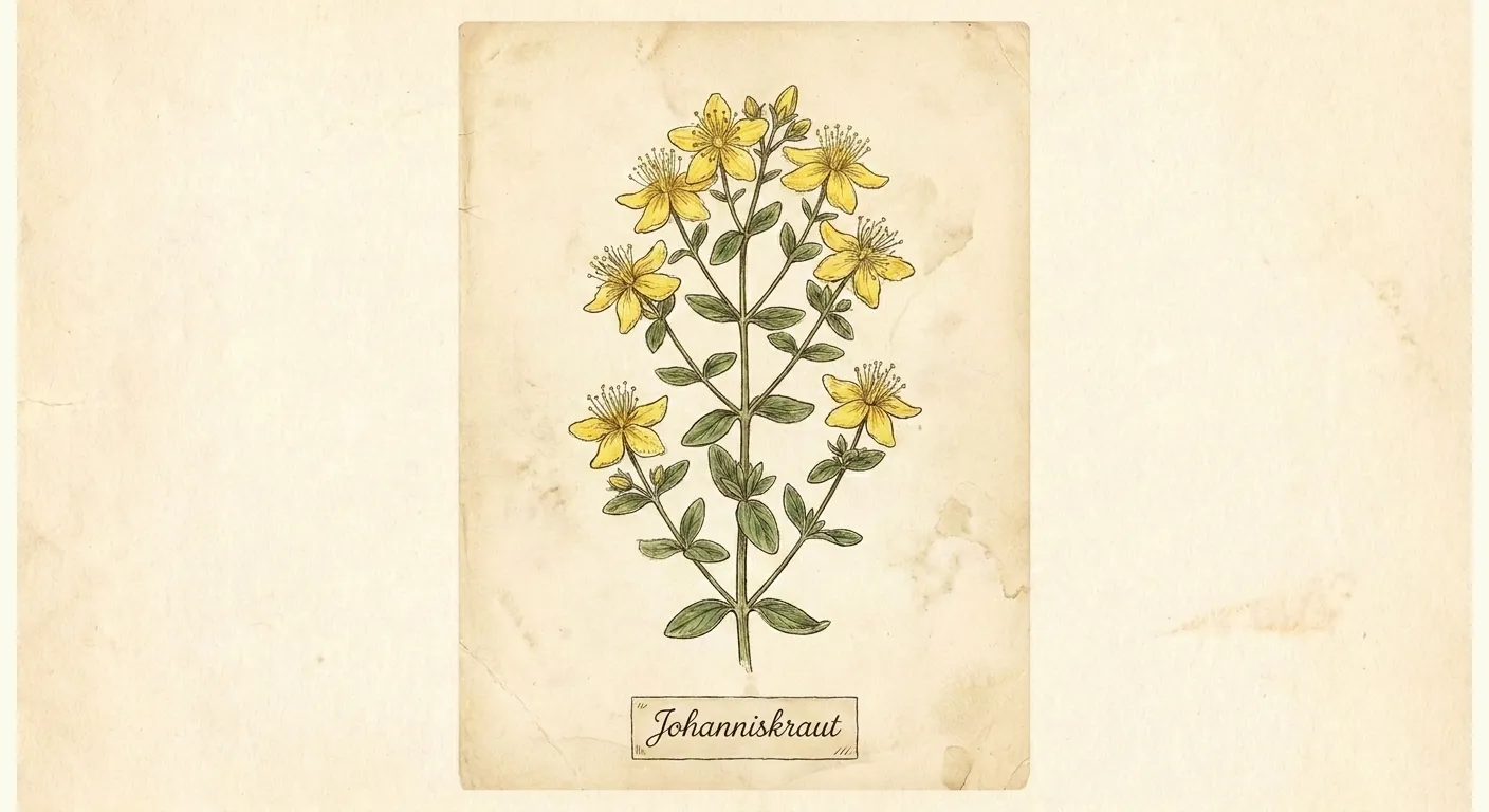 Botanische Illustration: Echtes Johanniskraut