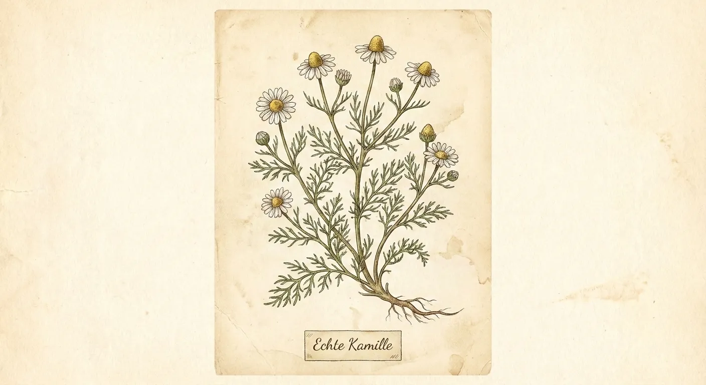 Botanische Illustration: Echte Kamille