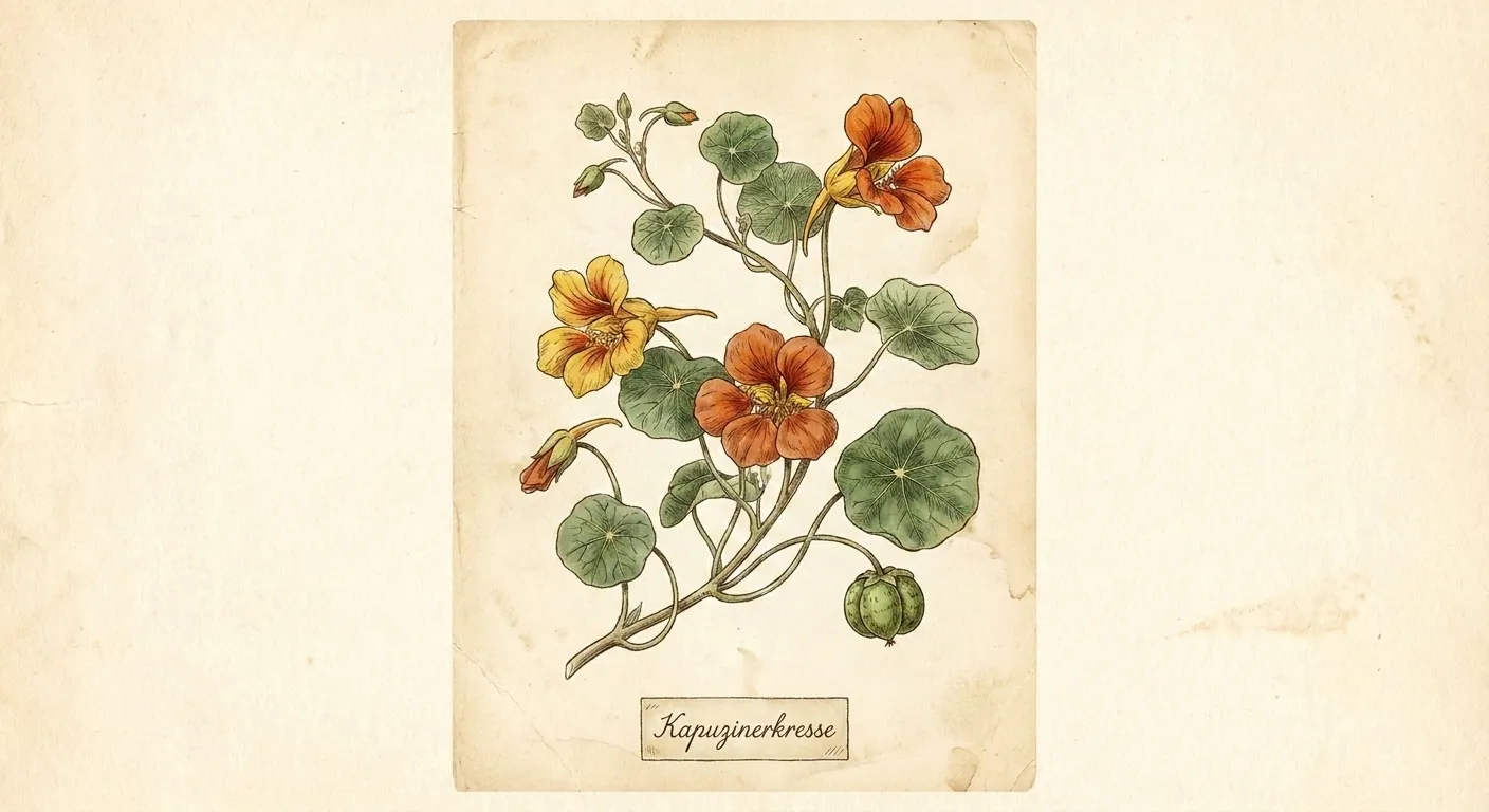 Botanische Illustration: Kapuzinerkresse