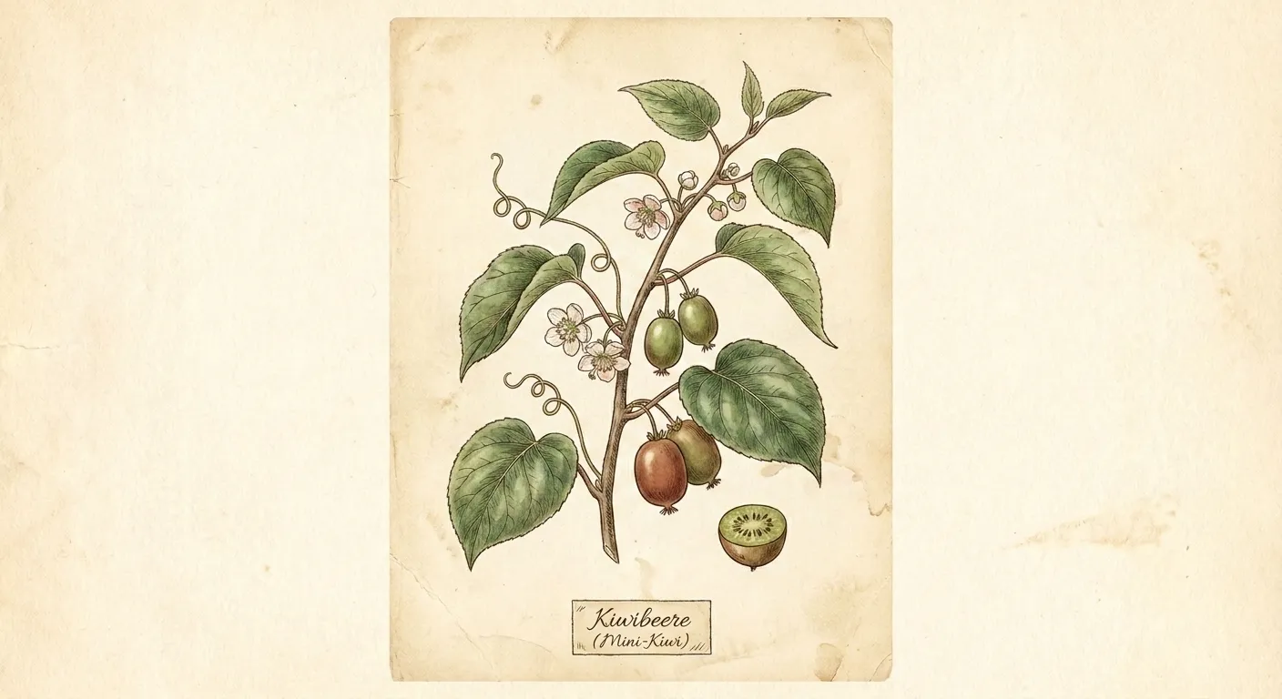 Botanische Illustration: Kiwibeere (Mini-Kiwi)