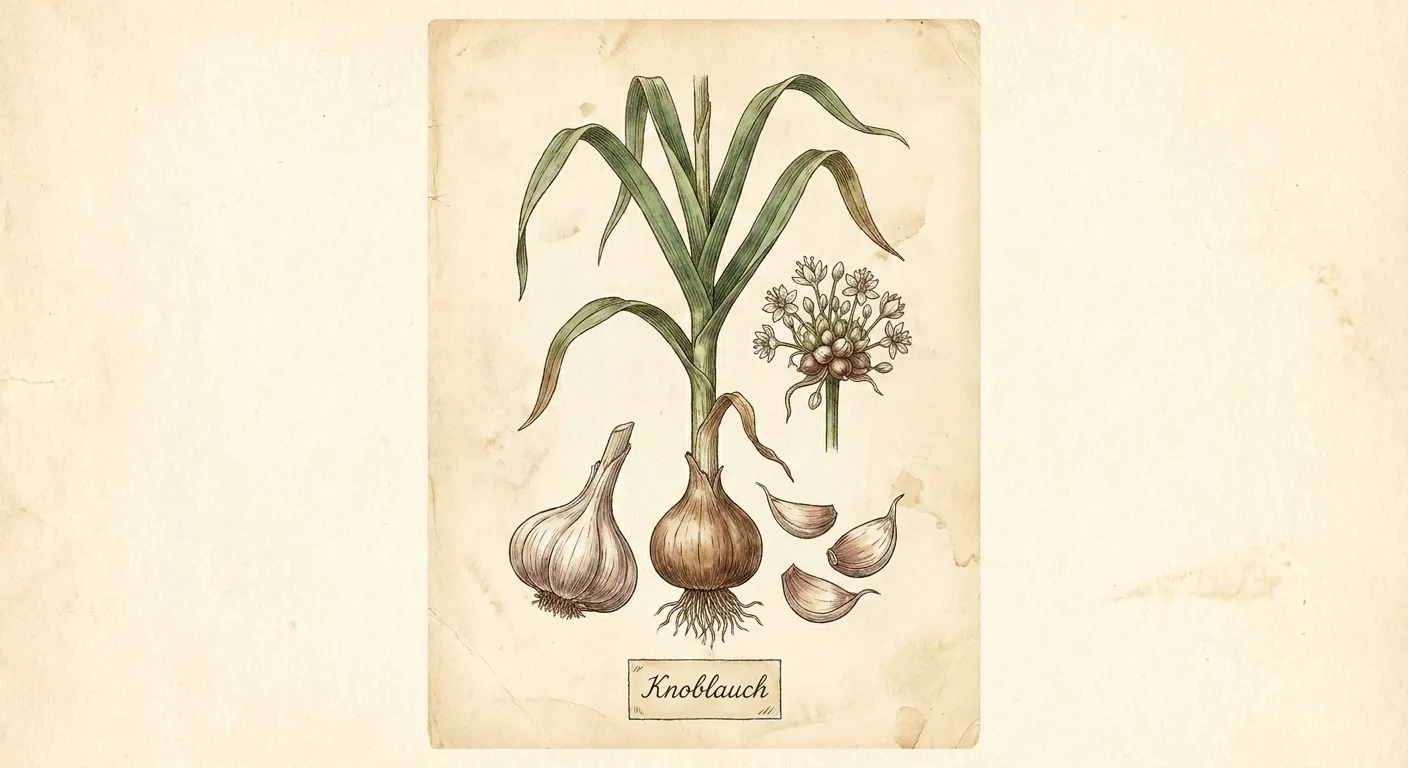 Botanische Illustration: Knoblauch