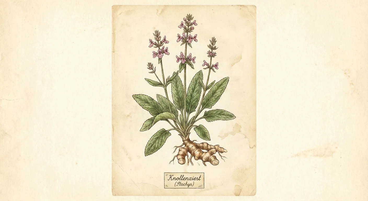 Botanische Illustration: Knollenziest (Stachys)
