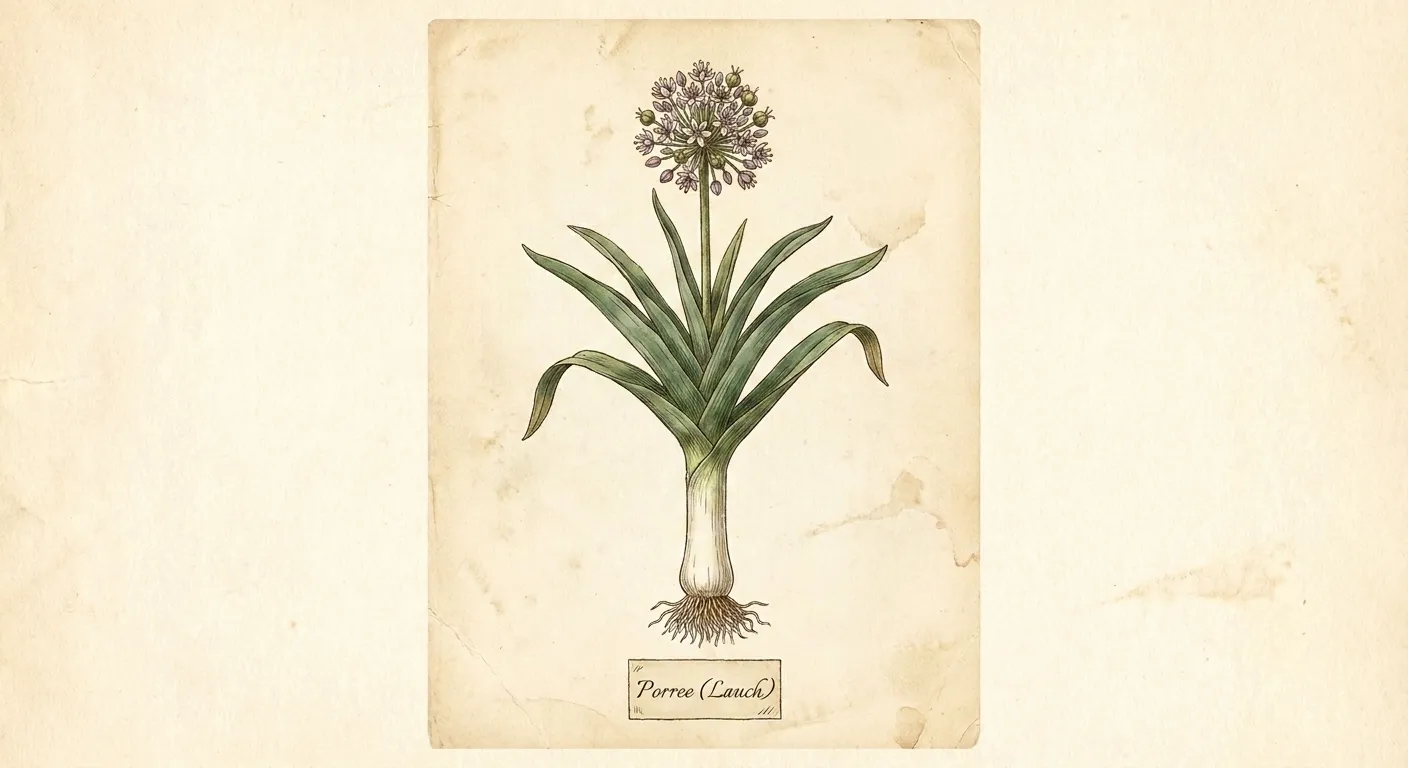 Botanische Illustration: Porree (Lauch)