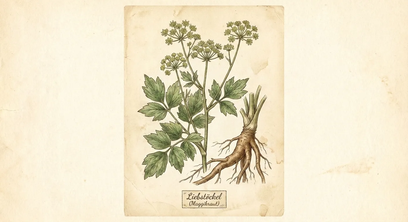 Botanische Illustration: Liebstöckel (Maggikraut)