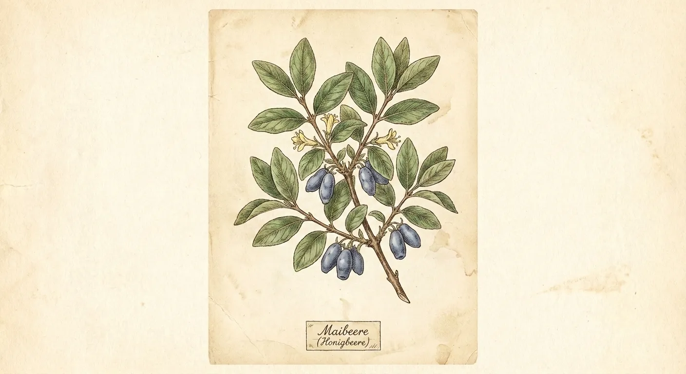Botanische Illustration: Maibeere (Honigbeere)