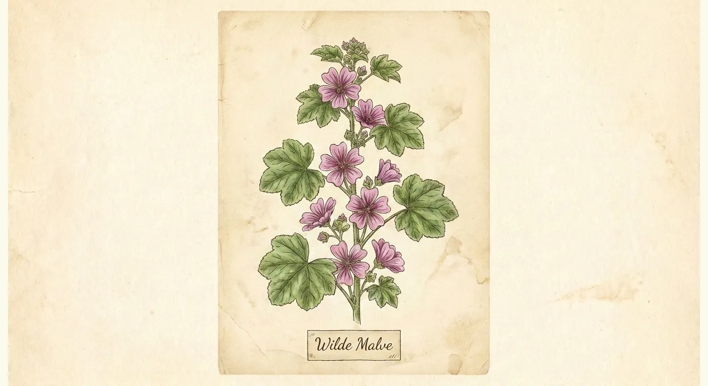 Botanische Illustration: Wilde Malve