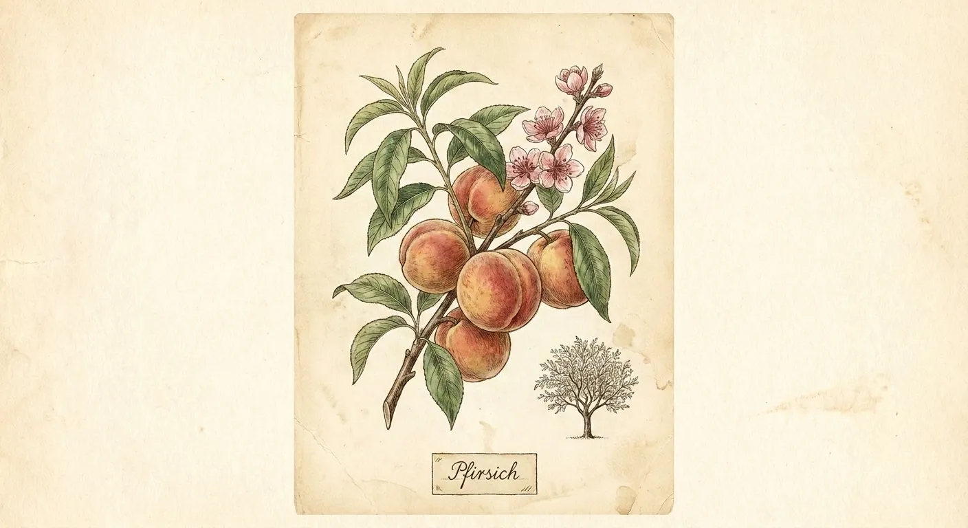 Botanische Illustration: Pfirsich