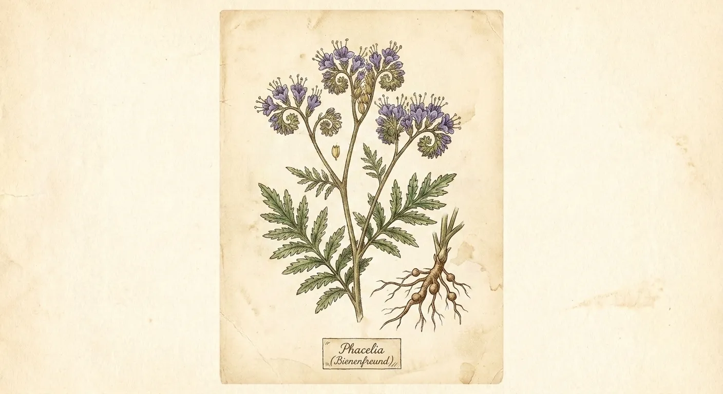 Botanische Illustration: Phacelia (Bienenfreund)