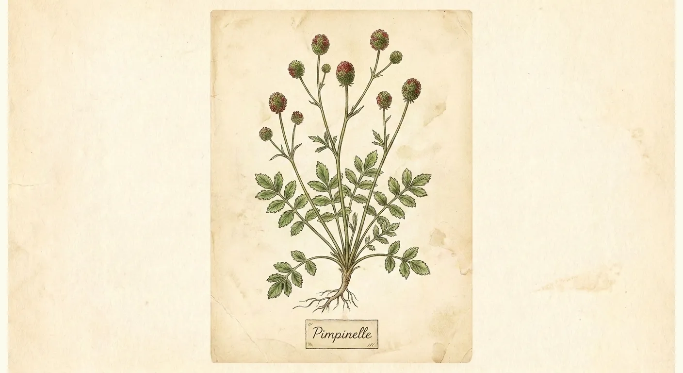 Botanische Illustration: Pimpinelle (Kleiner Wiesenknopf)