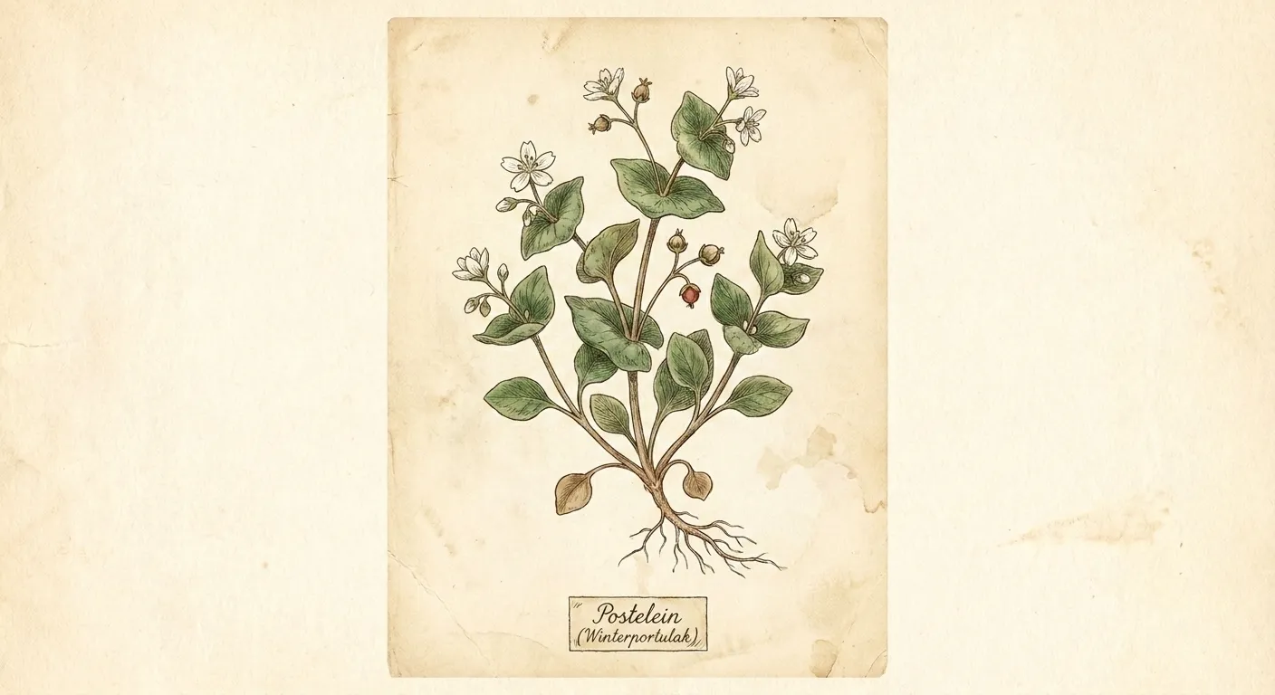 Botanische Illustration: Postelein (Winterportulak)