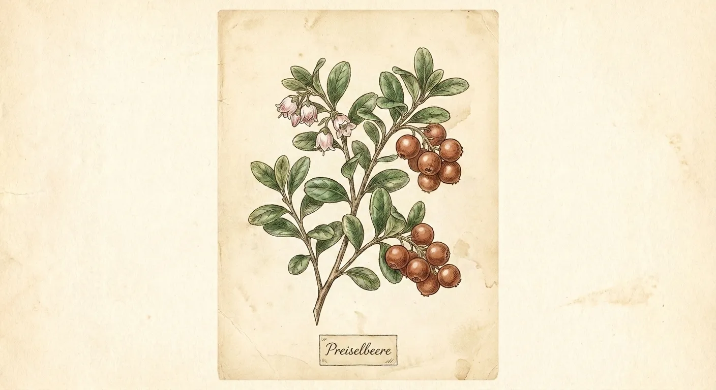Botanische Illustration: Preiselbeere