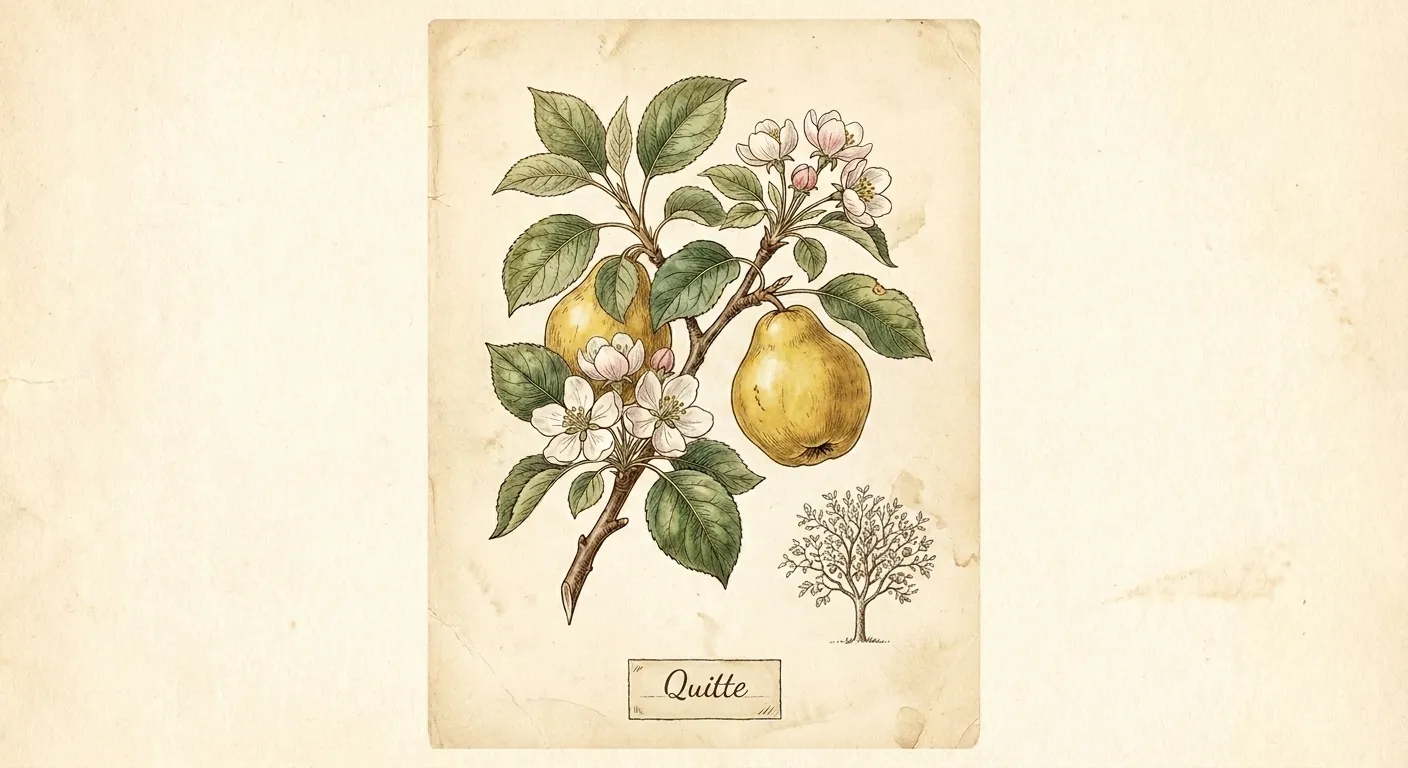 Botanische Illustration: Quitte
