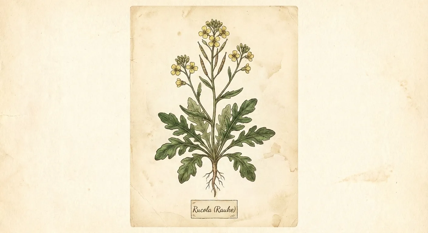 Botanische Illustration: Rucola (Rauke)