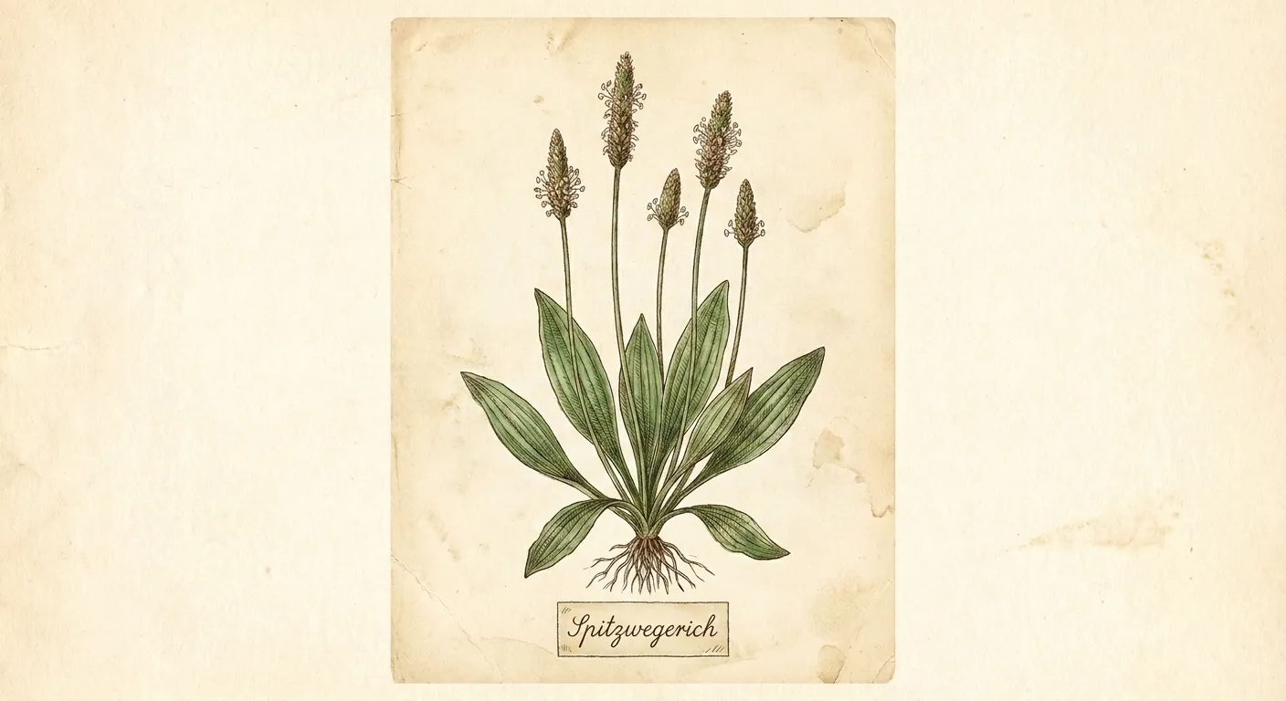 Botanische Illustration: Spitzwegerich