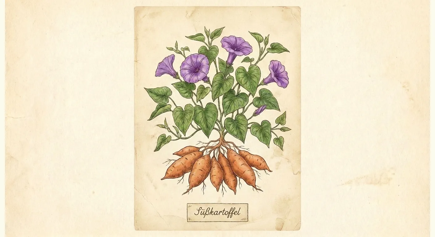 Botanische Illustration: Süßkartoffel