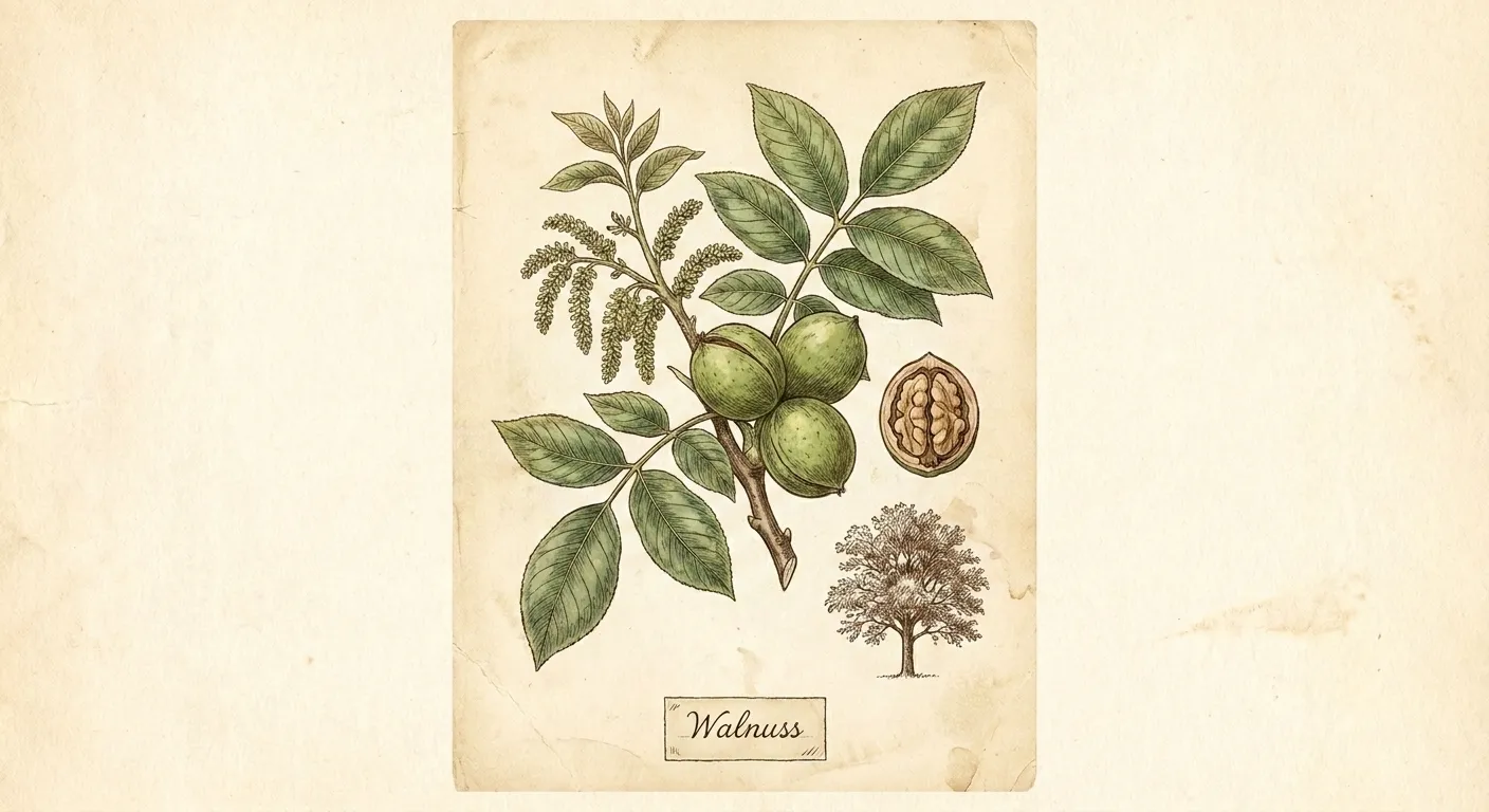 Botanische Illustration: Walnuss