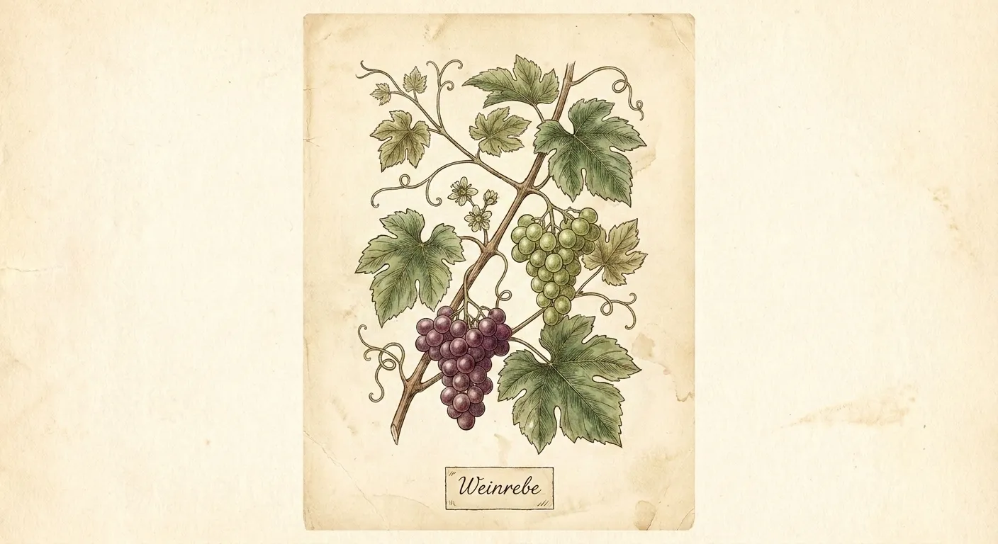 Botanische Illustration: Weinrebe