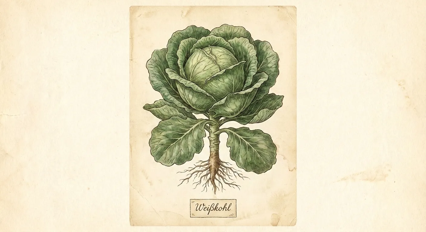 Botanische Illustration: Weißkohl