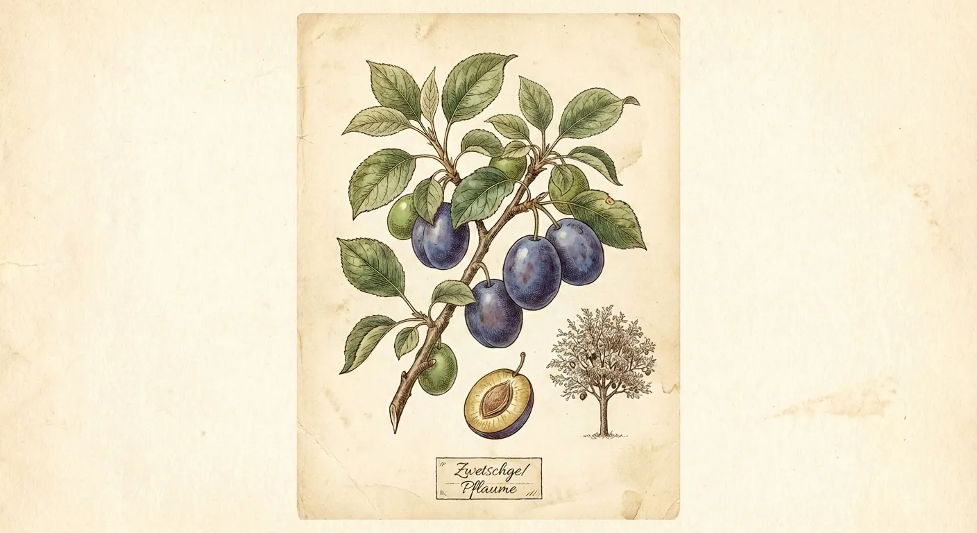 Botanische Illustration: Zwetschge / Pflaume